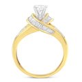 14K Two-Toned Gold Round, Baguette and Princess Cut Diamond Ring (1 1/8 Cttw, H-I Color, SI2-I1 Clarity) - Size 6 by Bids.com