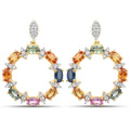4.12 Carat Genuine Multi Sapphire .925 Sterling Silver Earrings by Bids.com