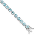 Round Swiss Blue Topaz Prong Sterling Silver Tennis Bracelet by Fine Color Jewels