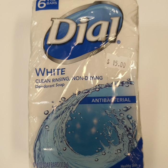 Dial White Antibacterial Soap, 4-ounces Bars 6 Ct