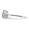 Diamond and Aquamarine Solitaire Bypass Ring by Fine Color Jewels
