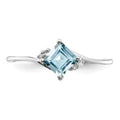 Diamond and Aquamarine Solitaire Bypass Ring by Fine Color Jewels