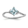 Diamond and Aquamarine Solitaire Bypass Ring
