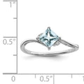 Diamond and Aquamarine Solitaire Bypass Ring by Fine Color Jewels