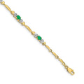 Diamond and Oval Emerald Heart 7 inch Bracelet Gold by Fine Color Jewels