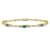 Diamond and Oval Emerald Heart 7 inch Bracelet Gold