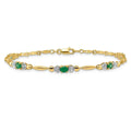 Diamond and Oval Emerald Heart 7 inch Bracelet Gold by Fine Color Jewels