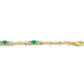Diamond and Oval Emerald Heart 7 inch Bracelet Gold by Fine Color Jewels