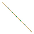 Diamond and Oval Emerald Heart 7 inch Bracelet Gold by Fine Color Jewels
