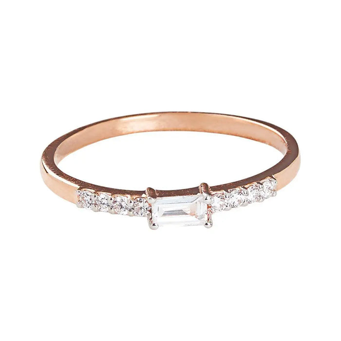 Diamond Baguette Engagement 10kt Rose Gold Ring by Fine Color Jewels