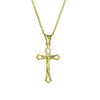 Diamond Cut Cross Necklace in Solid 10K Yellow Gold