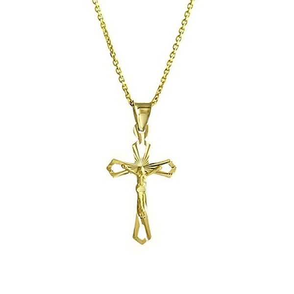 Diamond Cut Cross Necklace in Solid 10K Yellow Gold by DailySale
