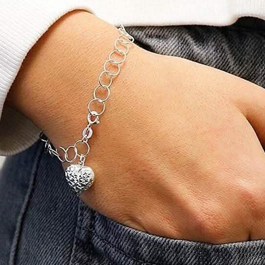 Diamond Cut Heart Charm Bracelet by DailySale
