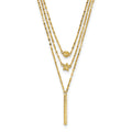 Diamond-Cut Star 14K Gold Three Strand Beaded Layered Necklace by Fine Color Jewels