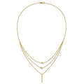 Diamond-Cut Star 14K Gold Three Strand Beaded Layered Necklace by Fine Color Jewels