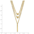 Diamond-Cut Star 14K Gold Three Strand Beaded Layered Necklace by Fine Color Jewels