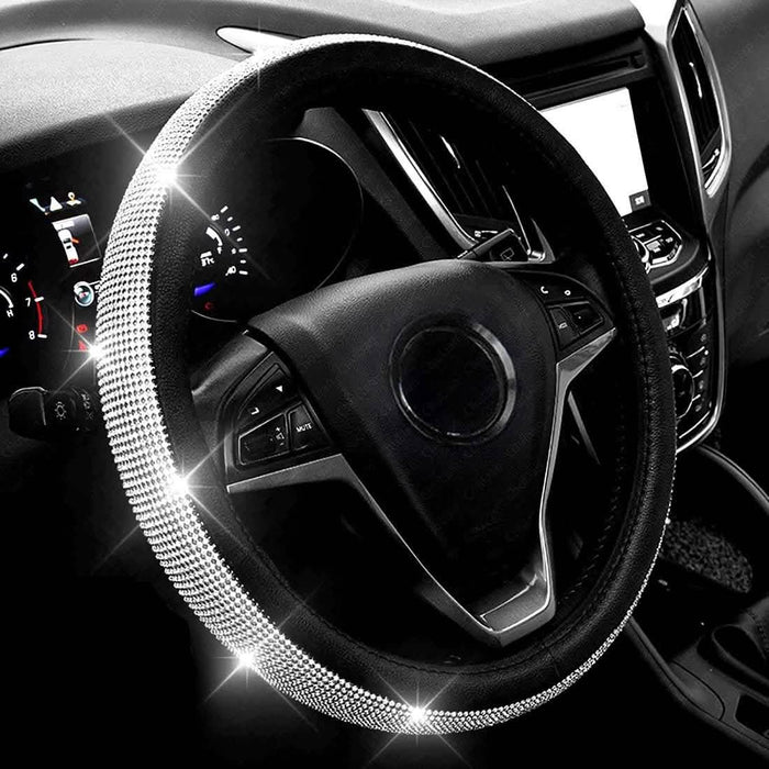 Diamond Leather Steering Wheel Cover with Bling Bling Crystal Rhinestones by DailySale