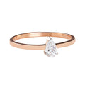 Diamond Teardrop 10K Rose Gold Solitaire Ring by Fine Color Jewels