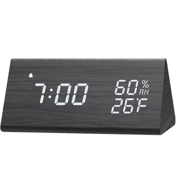 Digital Alarm Clock with Wooden Electronic LED Time Display by DailySale