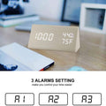 Digital Alarm Clock with Wooden Electronic LED Time Display by DailySale