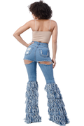 Distressed Layered Fringe Jeans (33" inseam) by The House of Stylez