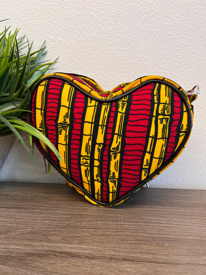 Diva Kente Heart Shaped Crossbody Bag by Duma Mbili LLC