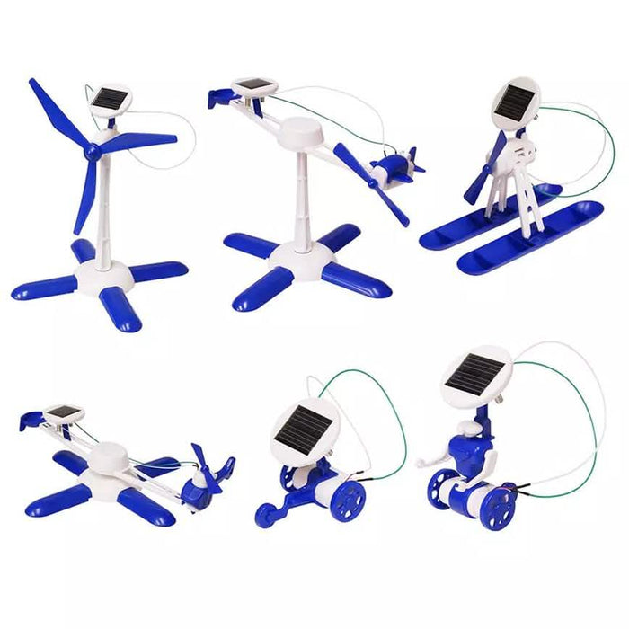 DIY Blue 6-in-1 Educational Solar Robot Vehicles by DailySale