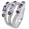 0.87 Carat Genuine Amethyst & White Topaz .925 Sterling Silver Ring by Bids.com