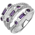 0.87 Carat Genuine Amethyst & White Topaz .925 Sterling Silver Ring by Bids.com