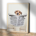 Dog Reading Newspaper Portrait Canvas Wall Art by Tailored Canvases