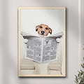 Dog Reading Newspaper Portrait Canvas Wall Art by Tailored Canvases