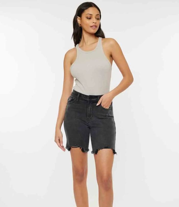 Dolly High Rise Bermuda Shorts - Black by Boutique 23