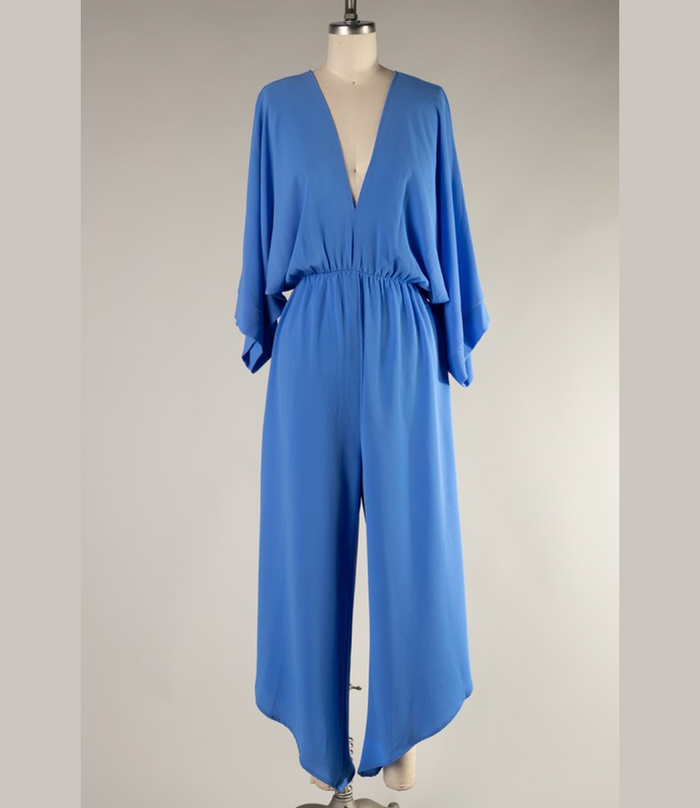Dolman Capri Jumpsuit - Clean Blue by Boutique 23