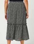 Dotted Tiered Midi Skirt - Black by Boutique 23