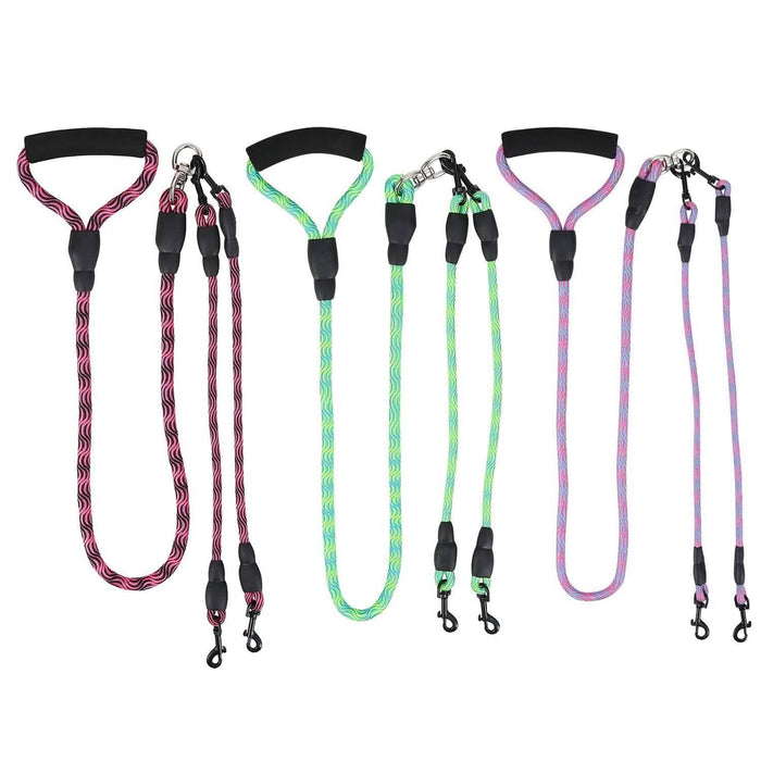 Double Dog Leash No-Tangle with Swivel Coupler Padded Handle by DailySale
