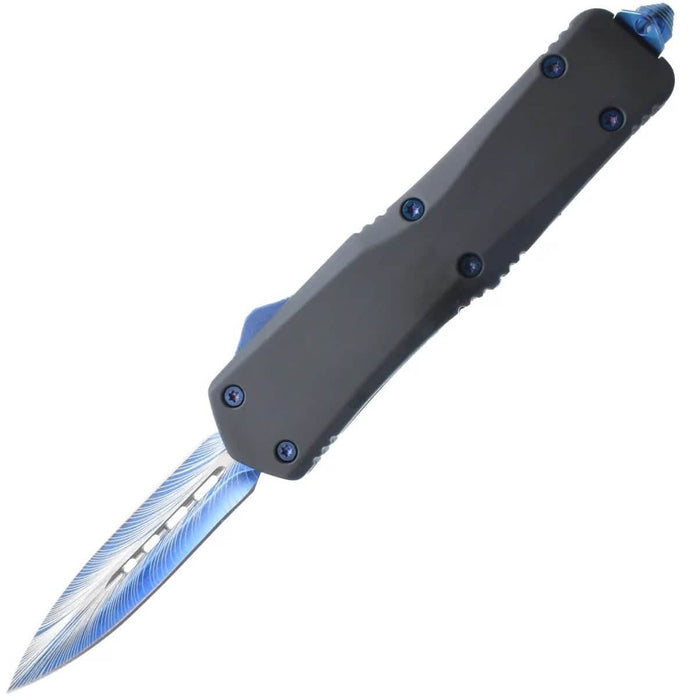 Double Edge Damascus Automatic OTF Knife with Belt Clip by DailySale