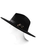 Double Faux Leather Belt Fedora Hat by Boutique 23