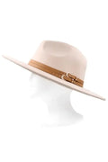 Double Faux Leather Belt Fedora Hat by Boutique 23