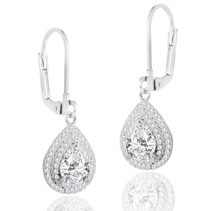 Double Halo Pear Drop Earrings by DailySale