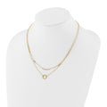 Double Layer Circle 14K Yellow Gold Cable Chain Necklace by Fine Color Jewels