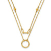 Double Layer Circle 14K Yellow Gold Cable Chain Necklace