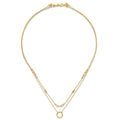 Double Layer Circle 14K Yellow Gold Cable Chain Necklace by Fine Color Jewels