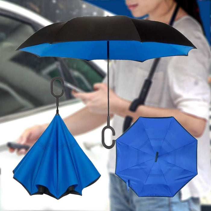 Double-Layer Windproof Reverse-Folding Smart Umbrella with UV Protection by DailySale