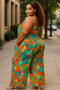 The Jenna Multi Print Jumpsuit - Plus Size by Fasheabe