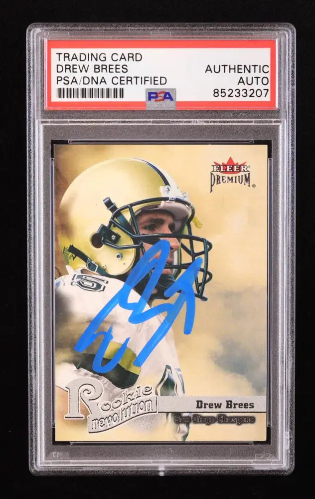 Drew Brees Signed 2001 Fleer Premium Rookie Revolution #3 RC (PSA) by Price Is Right Miami
