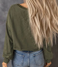 Drop Shoulder Cropped Sweater - Green by Boutique 23