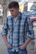 Green Plaid Button Up Dress Shirt by Boutique 23