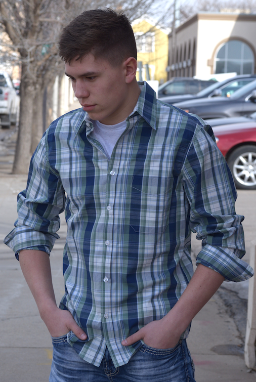 Green Plaid Button Up Dress Shirt by Boutique 23