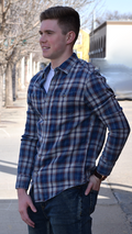 Indigo Plaid L/S Button Up by Boutique 23