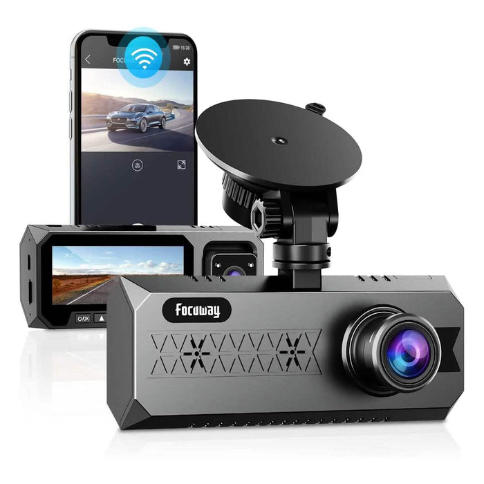 Dual Dash Cam WiFi with App FOCUWAY 1080P Front and Inside Dash (Refurbished) by DailySale